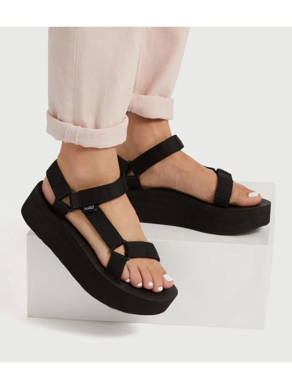Teva Flatform Universal Sandal Black Platform Strappy Women’s Sandal